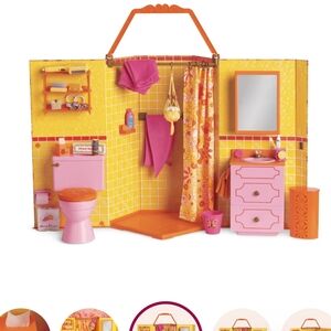 American Girl Pink and Orange Bathroom Set